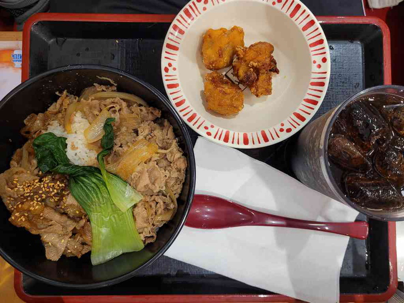 Combination bowl and fried chicken karaage