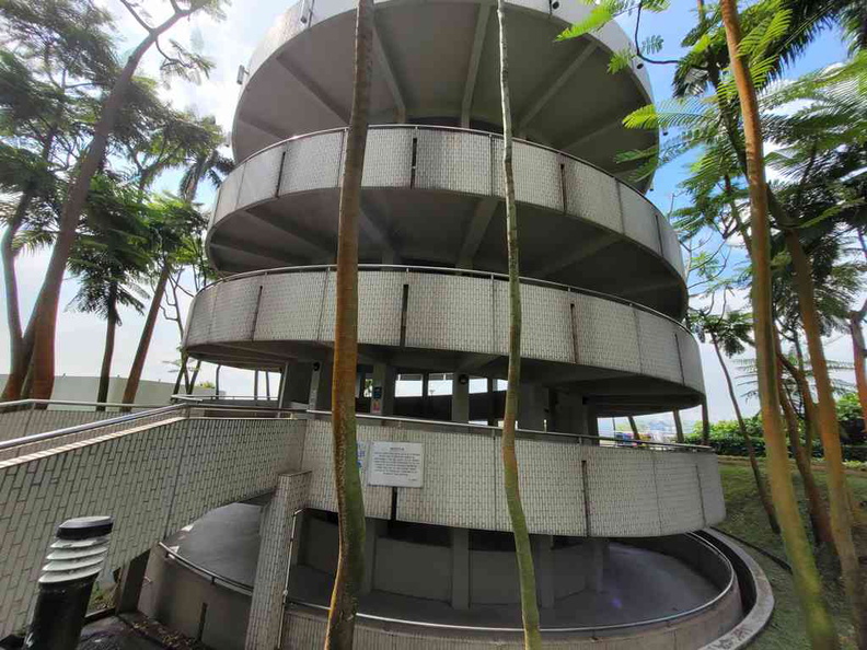 The tower spiral which serves the top and basement floors