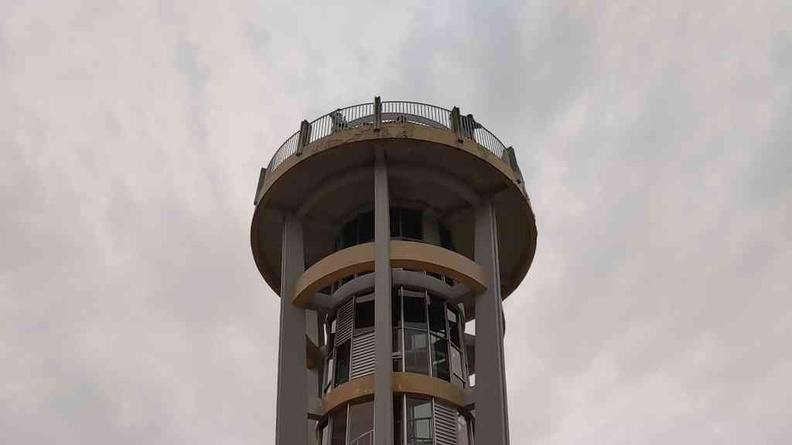 The top of the Seletar Rocket Tower viewed from the bottom