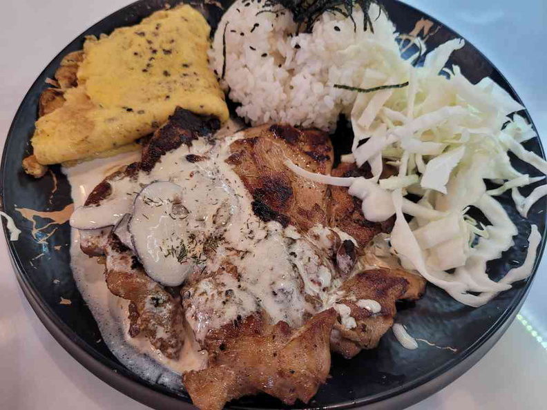 Chicken chop rice (Chicky Rice), a value bet at $10.90 per pop at Purple Panda Somerset 111