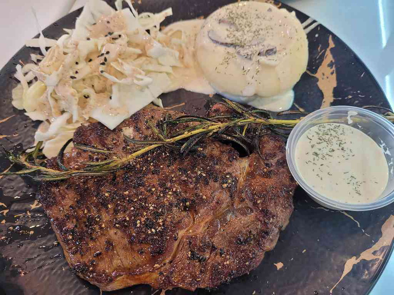 Their ribeye steaks ($22.90), cooked from frozen has a premium feel for its price, though I would recommend their cheaper chicken dishes