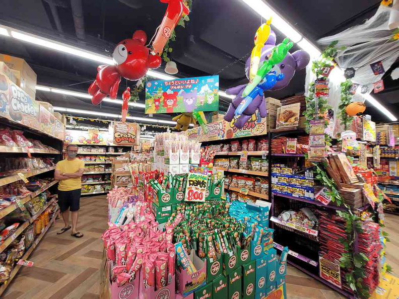 Don Don Donki Northpoint snacks selection with a promotion counter with inflatables