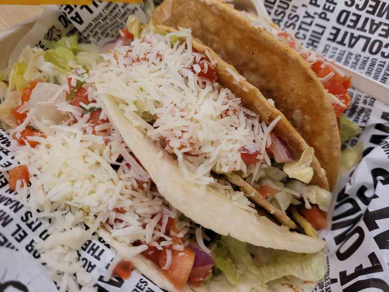 Cheesy Tacos loaded to the brim in both soft and crispy hard shell