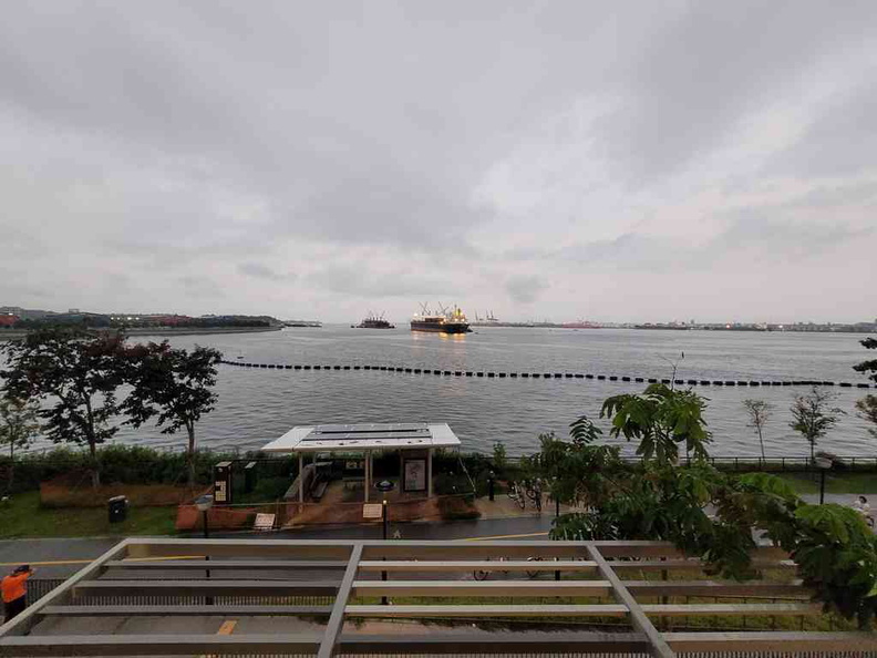 View out from Northshore Plaza 2, overlooking the Straits of Singapore with Johor Malaysia in the horizon
