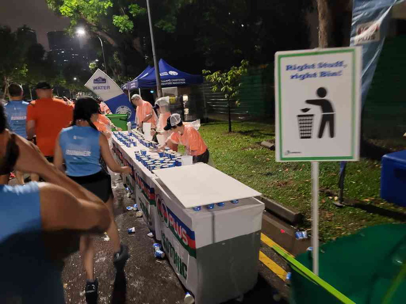 The Water point throughout the race offering both water and 100-plus isotonic drinks with clearly labelled tables