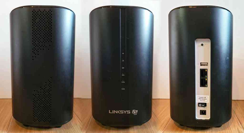 The exterior of the Linksys FGW3000 5G router. It has a sleek and modern look