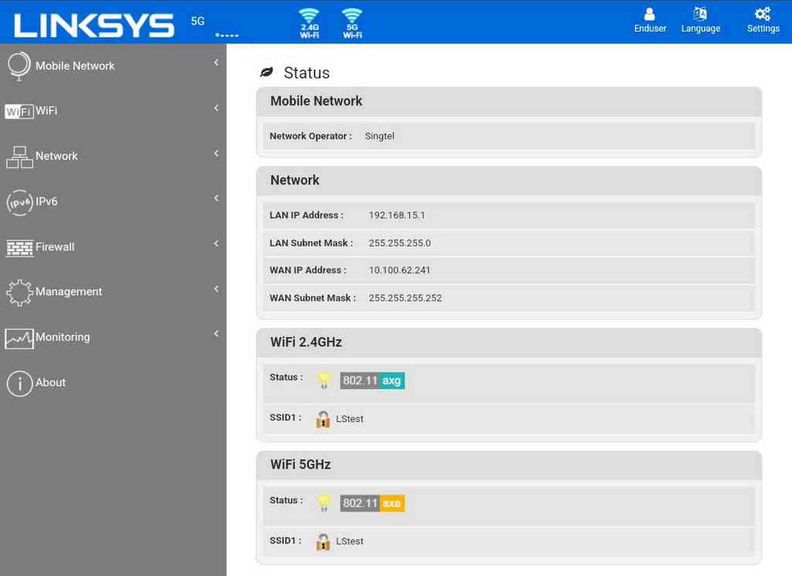 A familiar WebGUI status screen. You can only manage the FGW3000 with a webgui