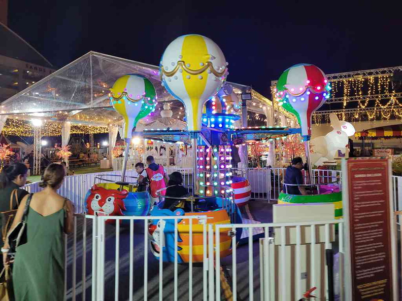 Fairground family rides on the Marina Bay Spring carnival 2023 fairgrounds