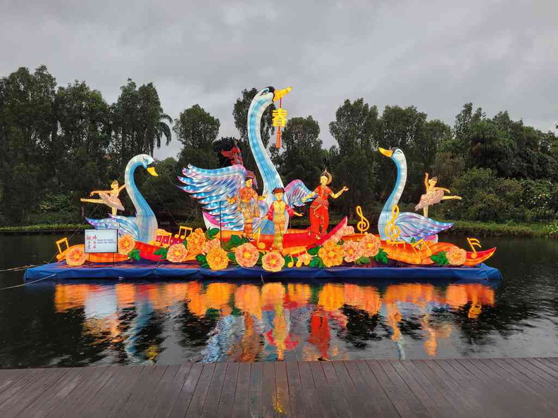 Swans on a lake at River Hongbao 2023