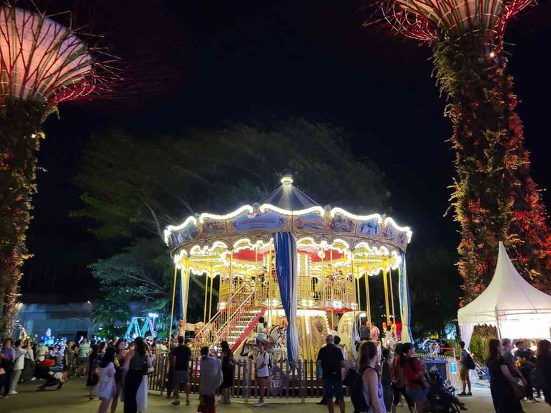 Central double floored carousel ride at the supertree grove. It is most fairground rides here and few lantern lightups