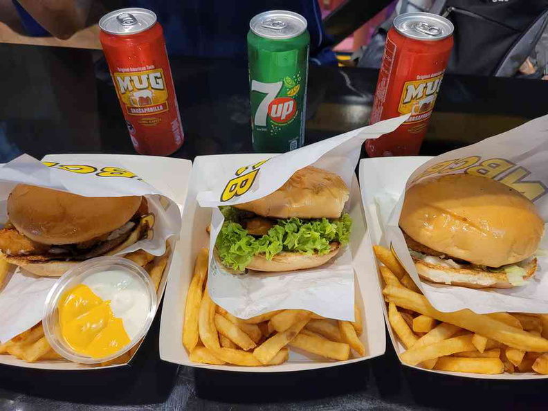 Your burger spread with drinks as a set meal ($4 extra)