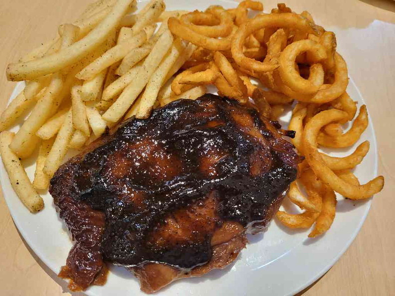 Chicken chop Black Pepper chicken chop ($14.50) with oriental black pepper sauce with 2 sides