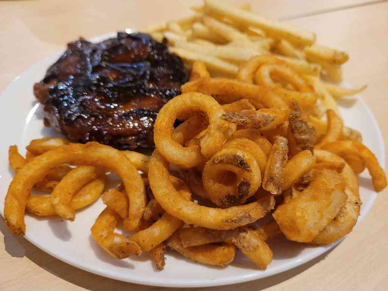 Generous sides of curly fries