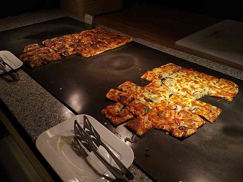Italian square pizzas and lasagna