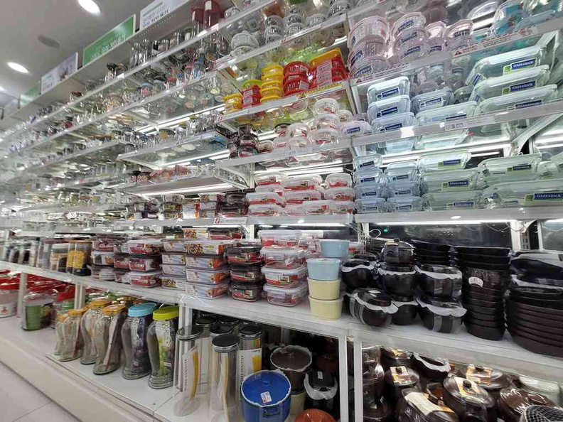 A large selection of plasticware