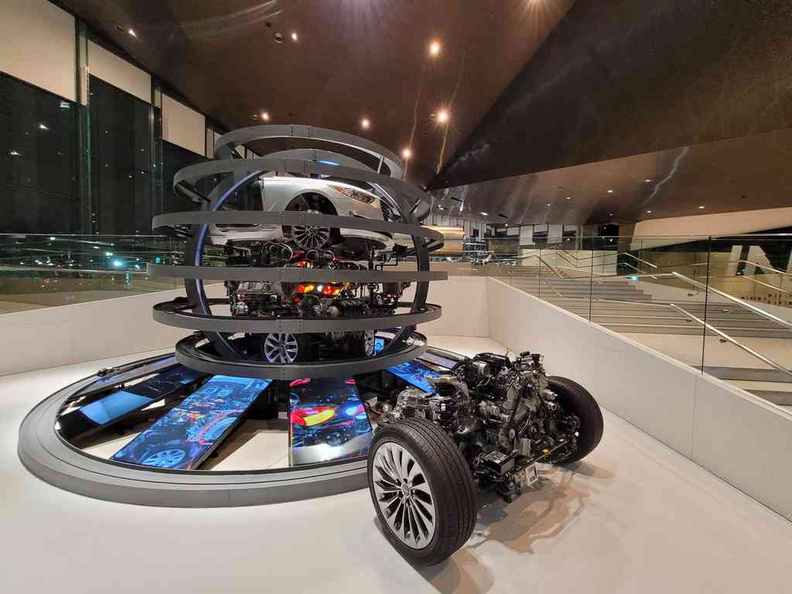 Hyundai Motorstudio mechanical art gallery display leading into the museum's guided tour