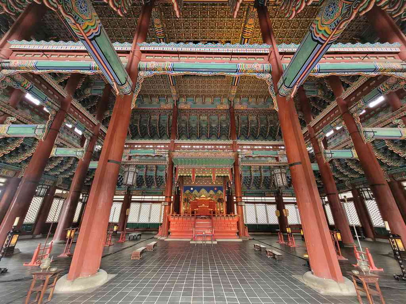 Inside the Gyeongbokgung main palace hall