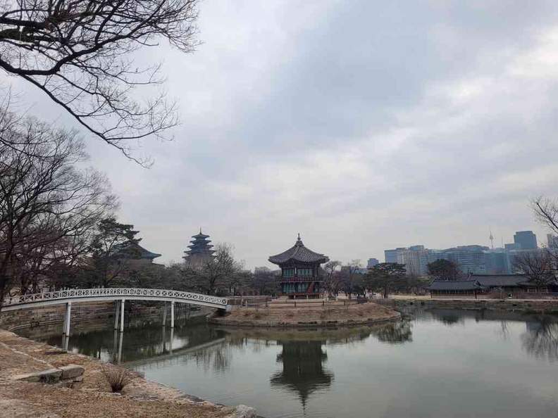 Hyangwonjeong Pavilion with connecting bridge