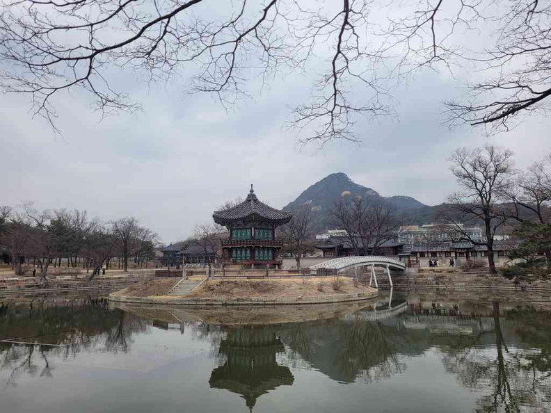 Hyangwonjeong Pavilion with Bugaksan Mountain