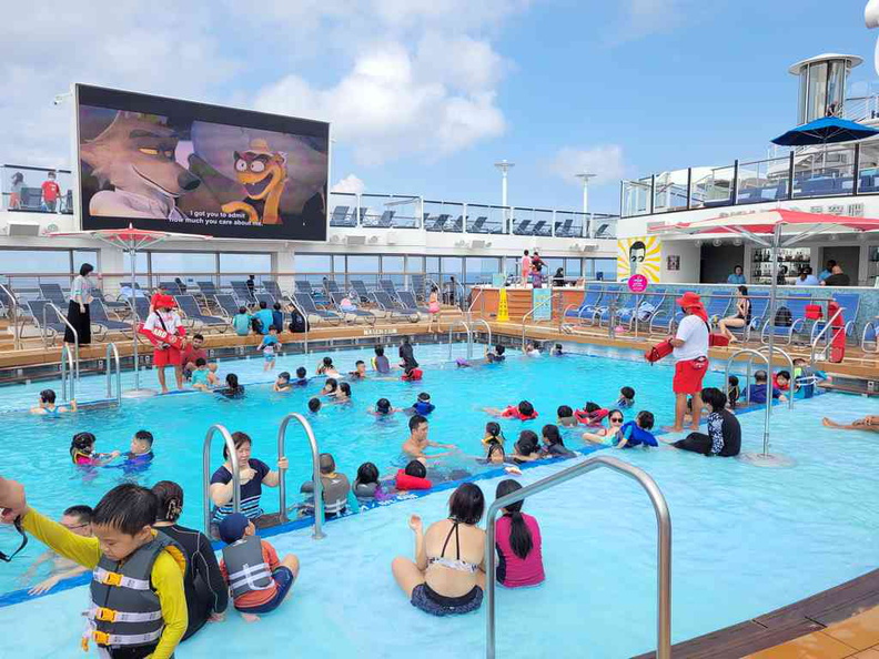 Main open air pool at the top pool deck.