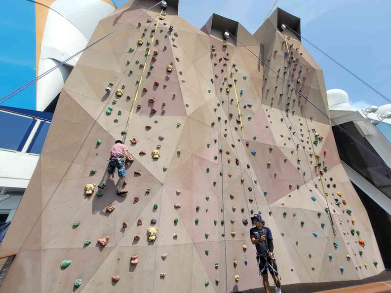 Outdoor rock climbing with 3 lanes and auto belayer.