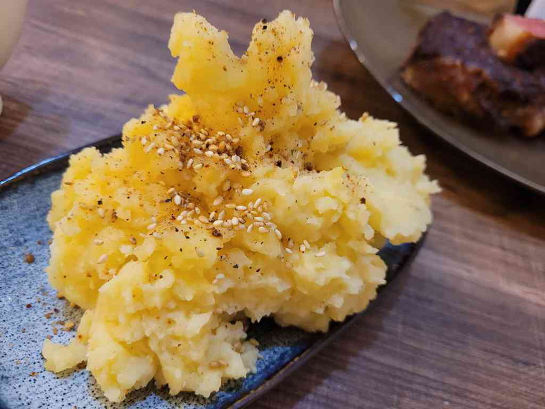 Rubicon Steak House sides of potato mash with sprinkles of sesame seeds