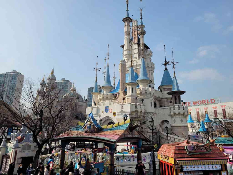 Magic Island castle inspired by Disneyland fantasy land theming.