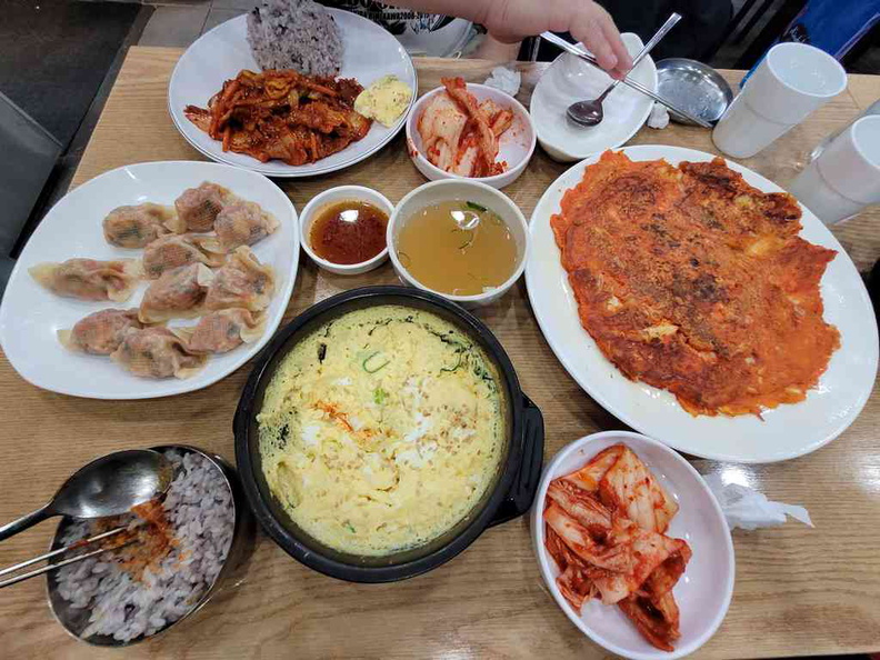 Home-style spread, some of the joys of cheap Korean food delights