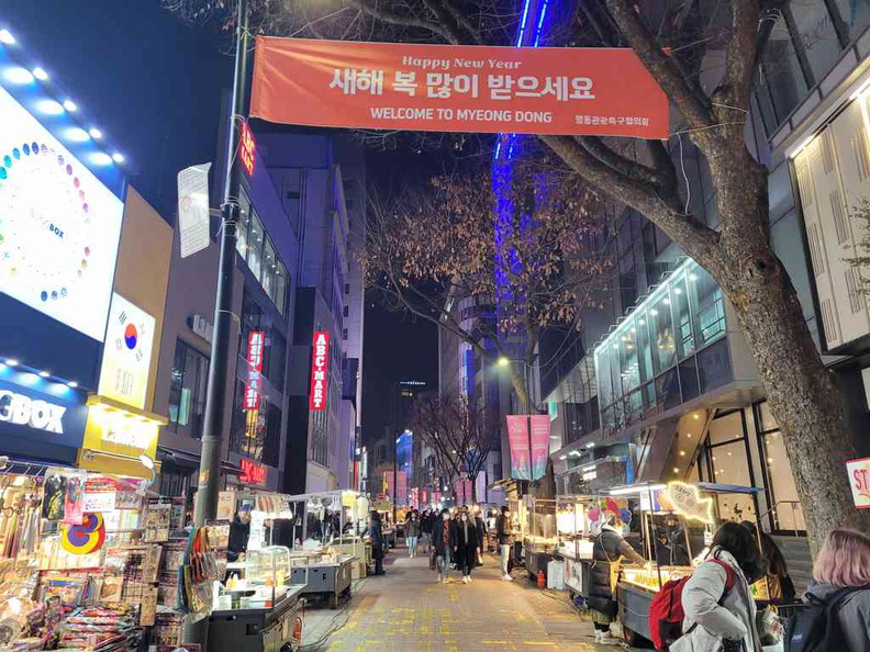 Myeong Dong night market near the city hall area. Opens till 11pm daily