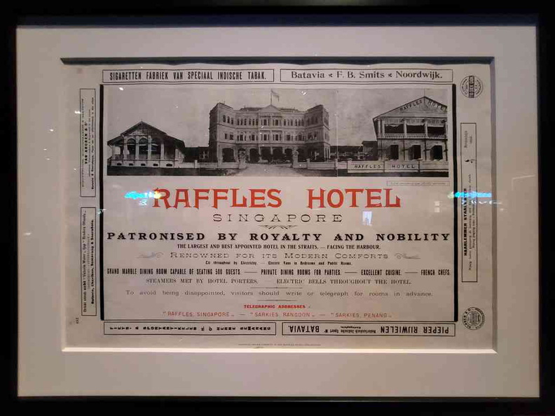 Now Boarding Raffles hotel ad, patronised by royalty and nobility with electric fans