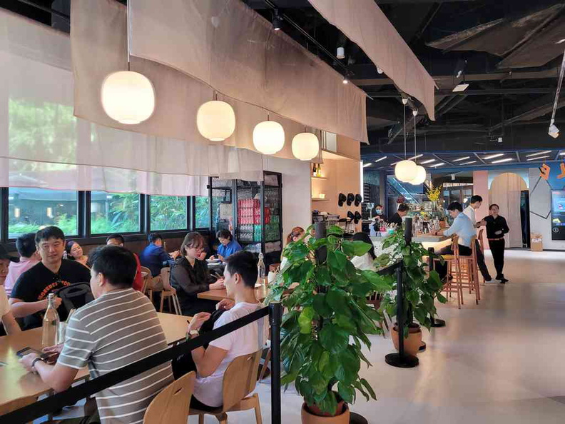 The interior dining restaurant areas of Tanuki raw funan