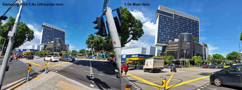 Comparison of A54 zoom levels on the streets