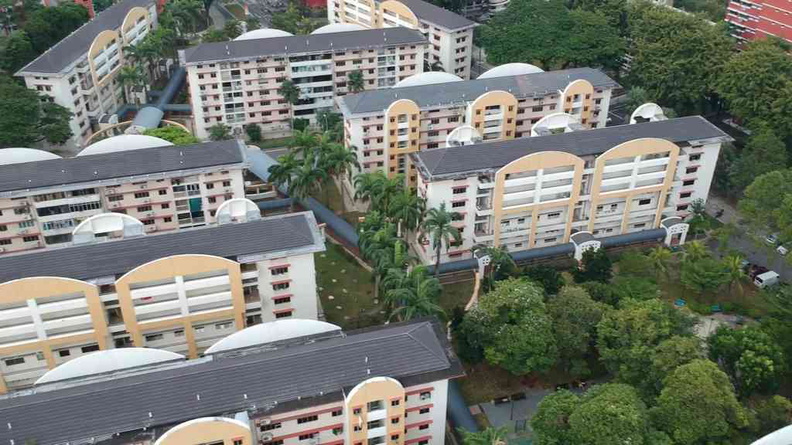 Aerial shot of the estate in early 2018 where the estate is still buzzing with residents.
