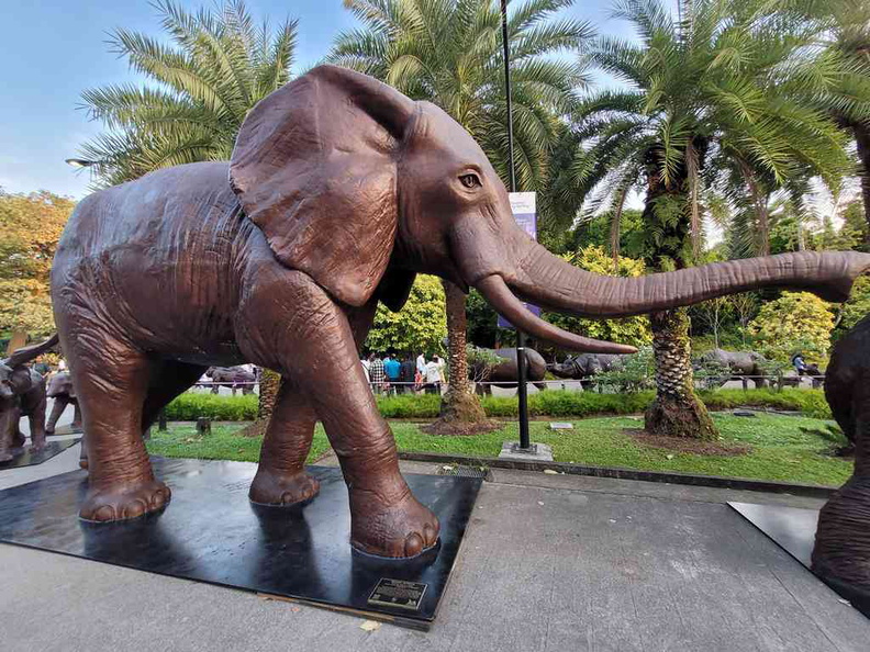 African elephants are the largest sculpture on display here