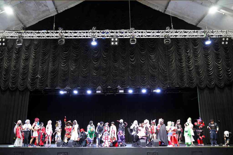 Cosplayers display on stage