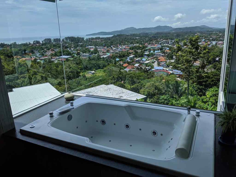 Jacuzzi in the master bedroom with a view