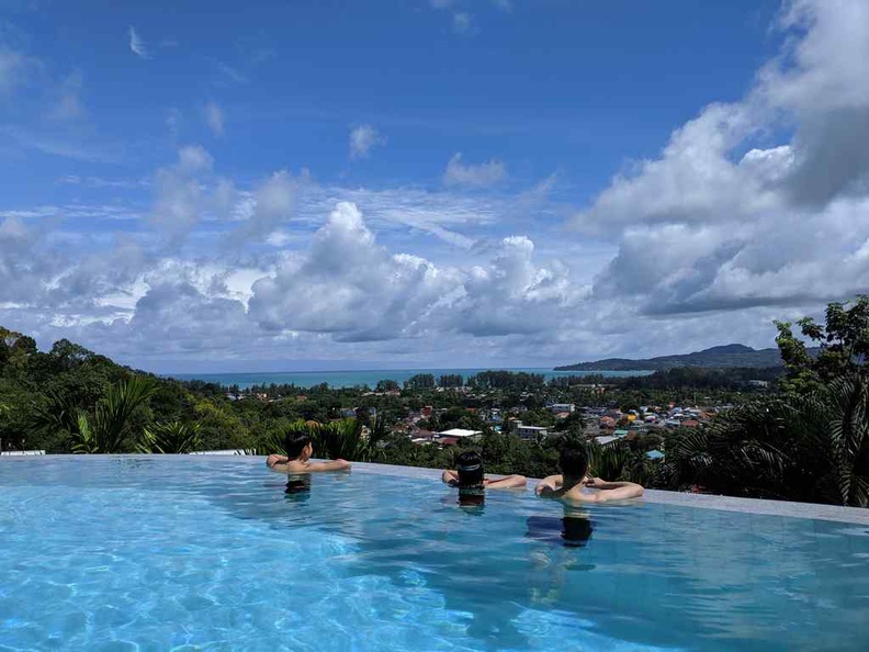 Chilling in the pool with the view at the villa