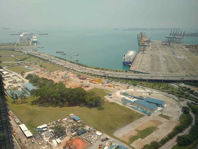 Tanjong Pagar container port and the marine coastal expressway viewable from the restaurant