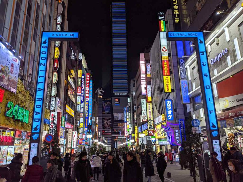 Tokyo Shinjuku Godzilla road street is best visited at night