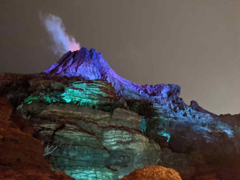 tokyo disneysea Mount Prometheus at night.