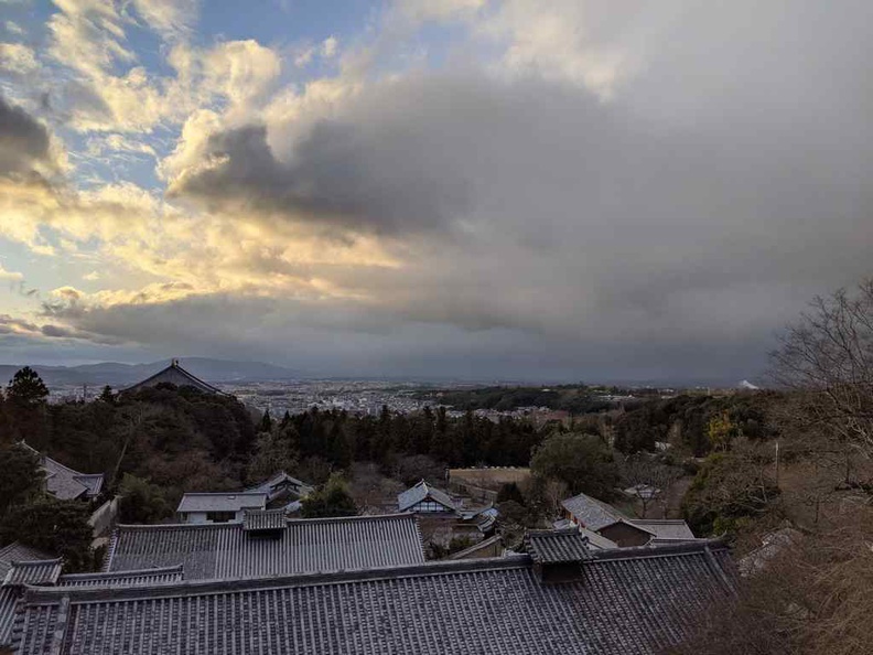 View of Nara park Japan city from Todaiji Nigatsudo