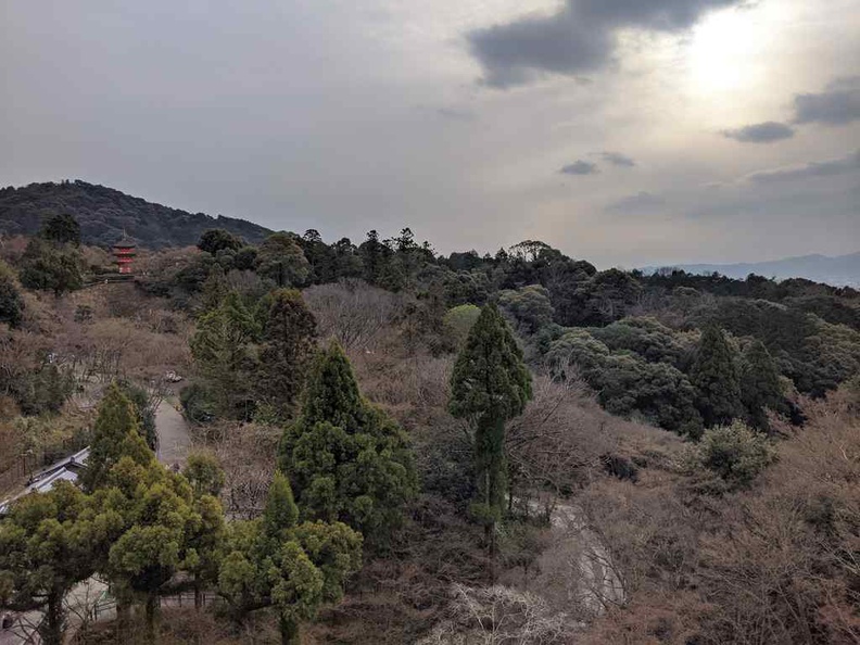 Taisanji Temple on the hills viewed from Kiyomizu-dera