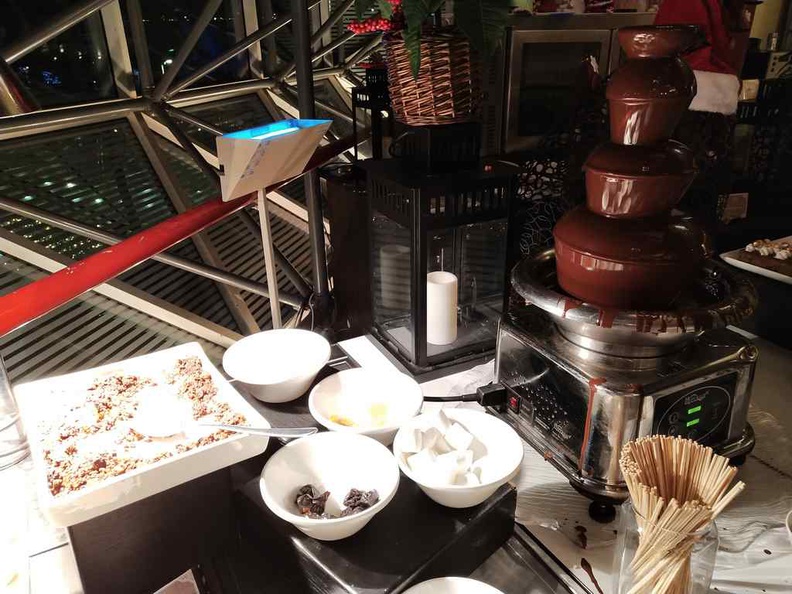 Got dessert fondue? Complete with accompanying marshmallows and sweets
