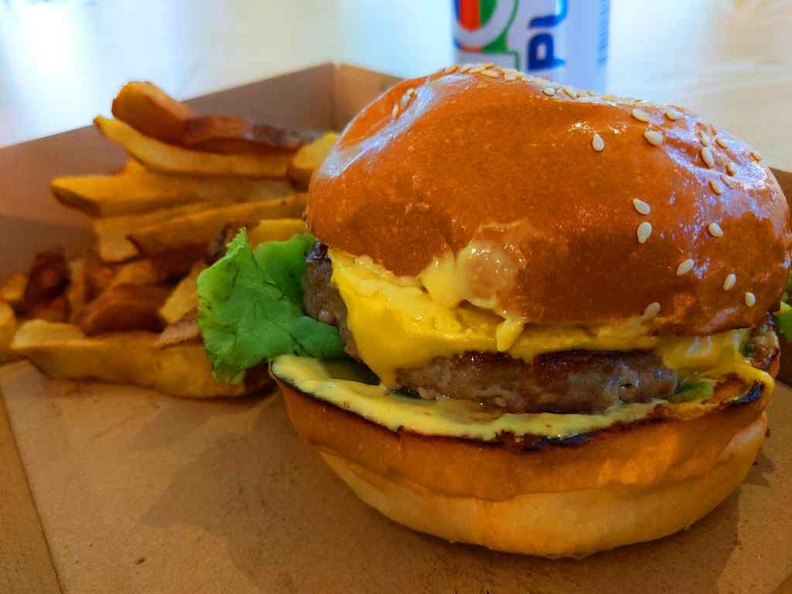 Dirty Buns classic meal ($11), comprising of a single patty beef burger with straight-cut fries and canned soda drink