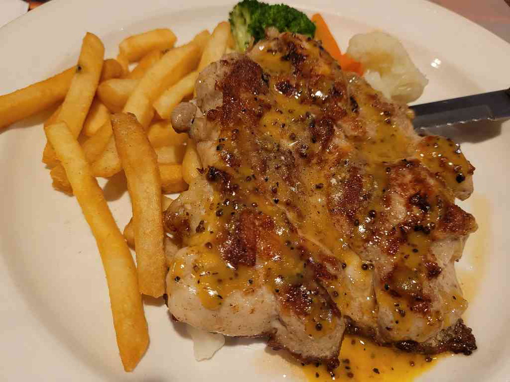 Chewy and juicy grilled chicken chop.