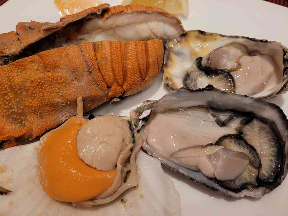 Seafood selections of clayfish, oysters and clams