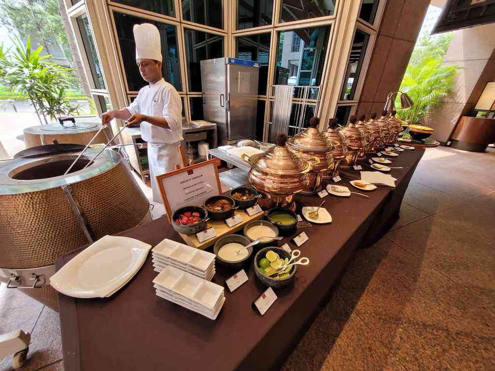 Outdoor Indian naan and curry section