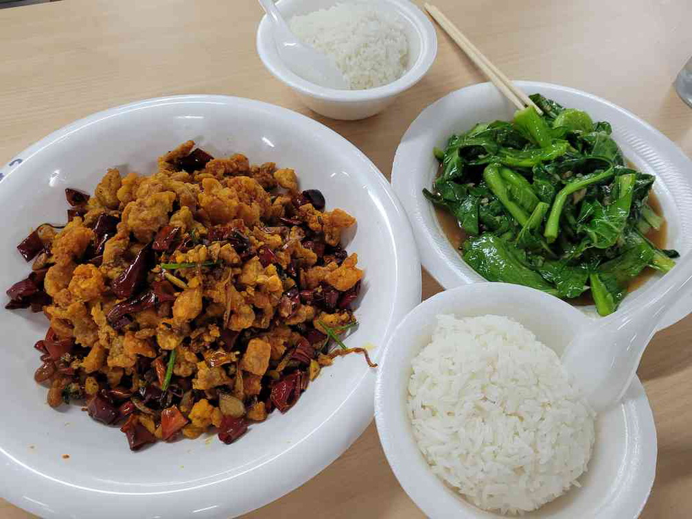 The spread with sides of greens (oyster sauce kai lan , $6)