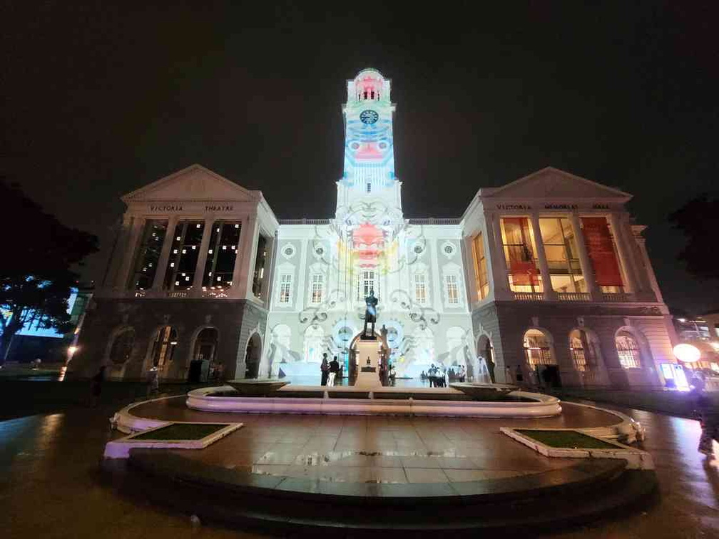 Victoria’s Theatre projections showcasing early scenes of Singapore