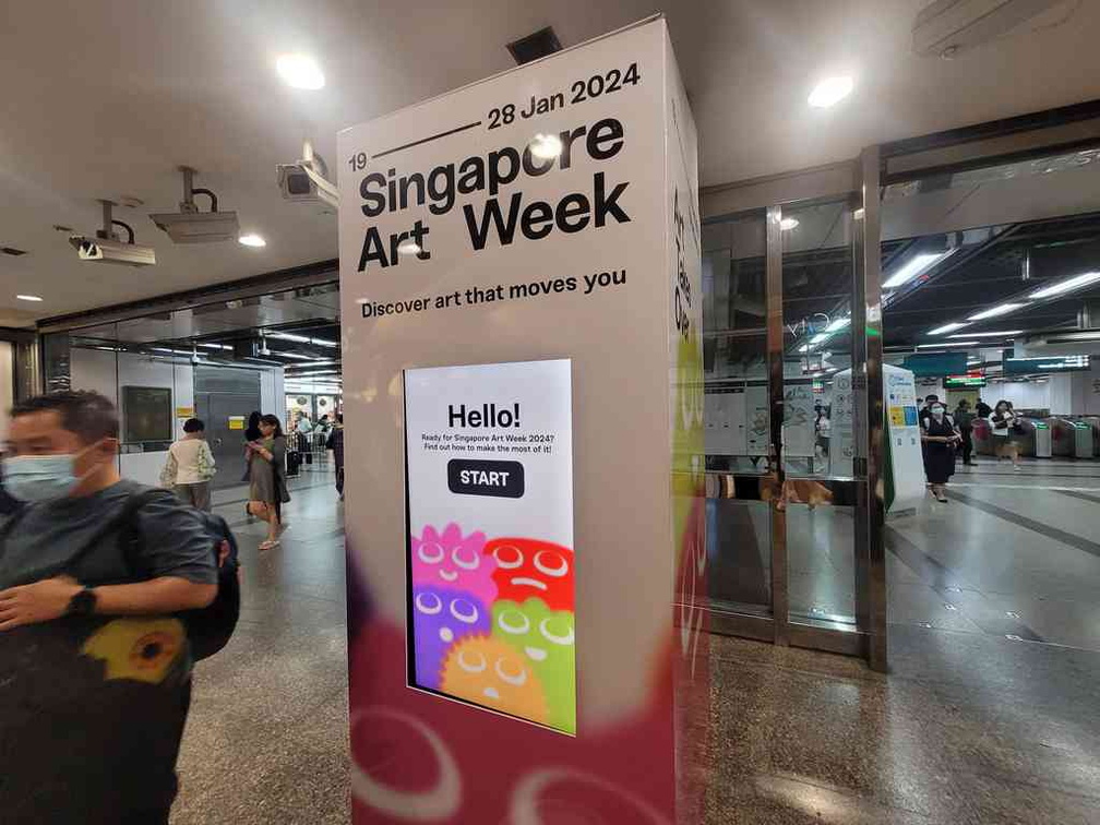 Singapore Art week info board at City hall MRT station